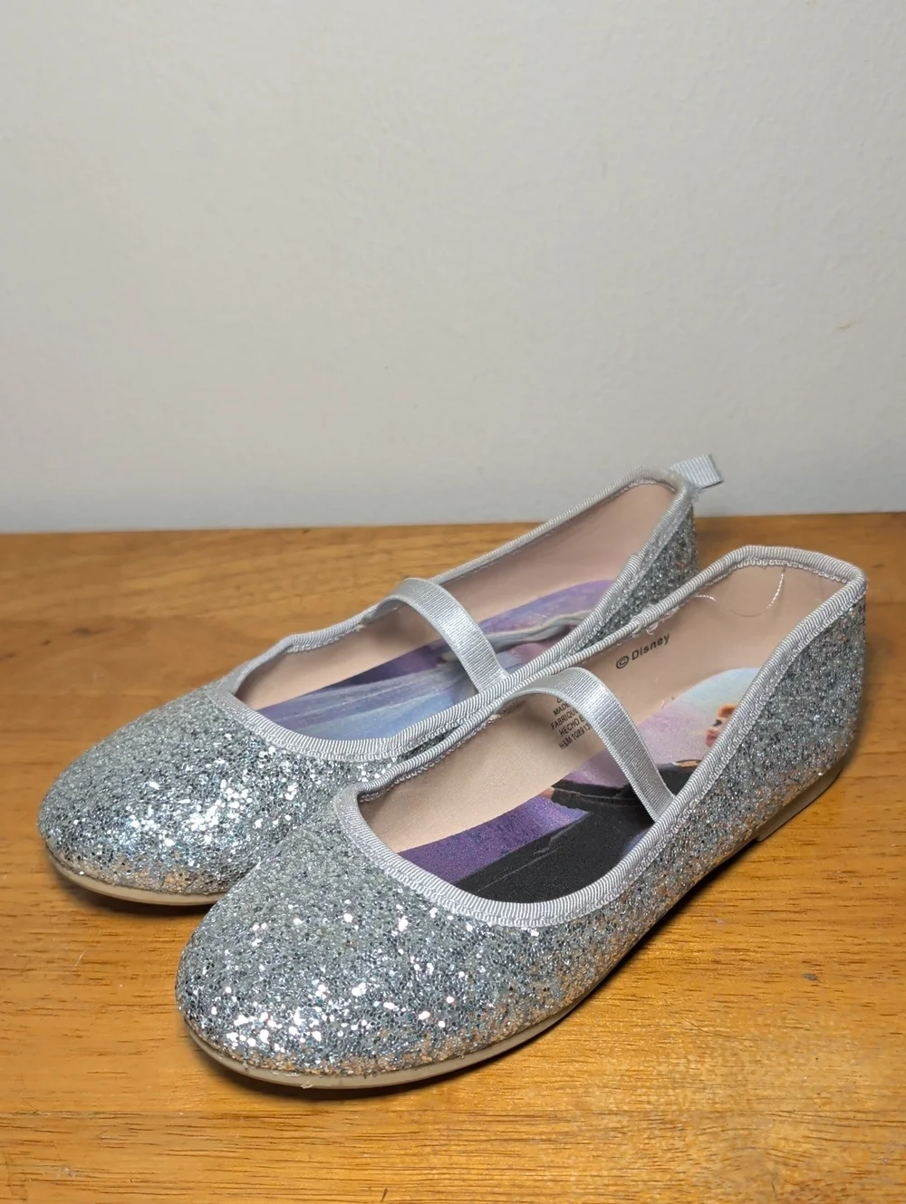 Disney x H&M Silver Glitter Mary Jane Flats Frozen Anna Elsa Girls Size 2